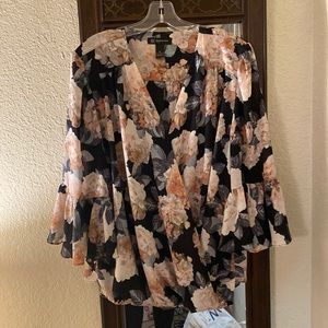 INC Floral print v neck dress shirt
